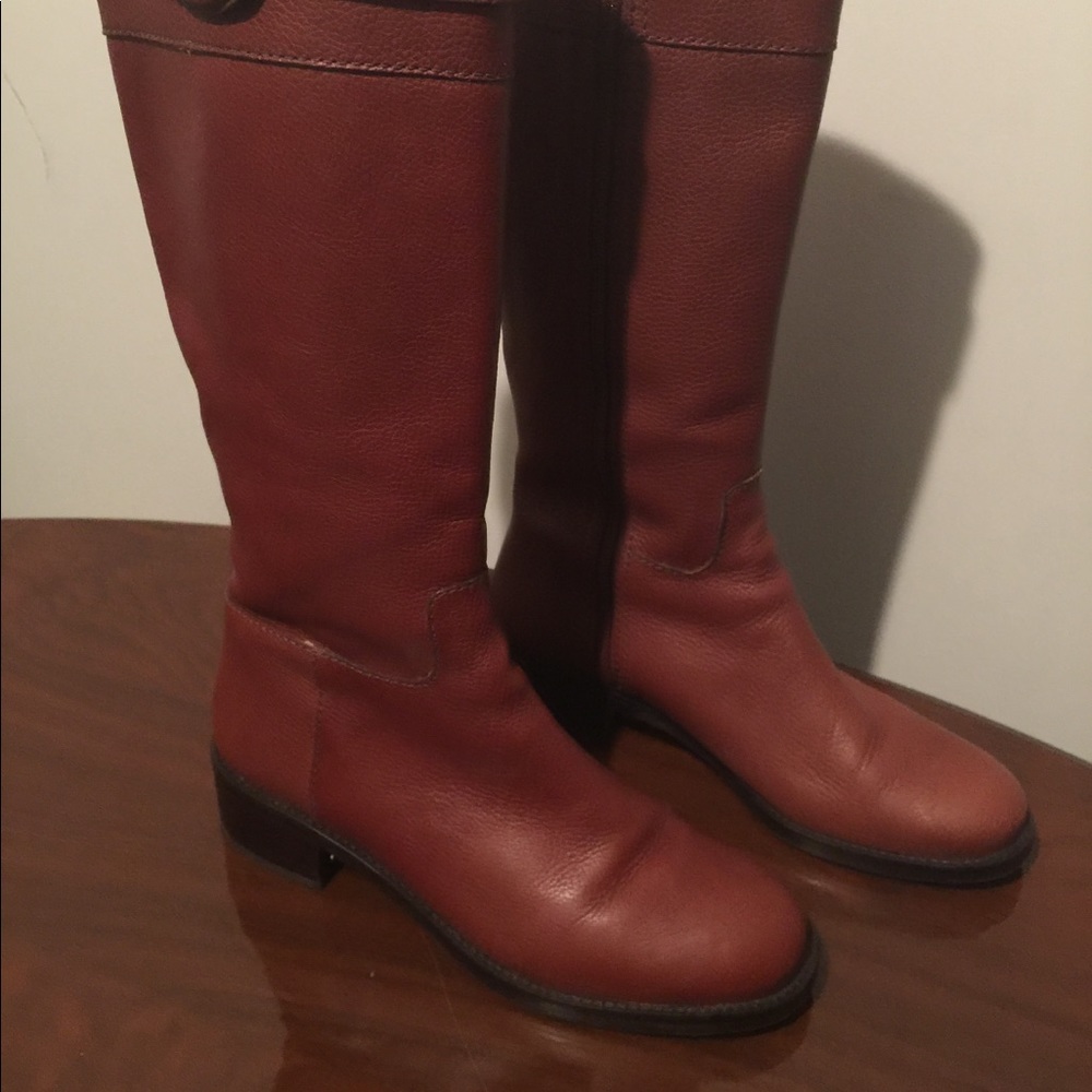 Banana Republic Riding Boots Cognac 9M zip buckle